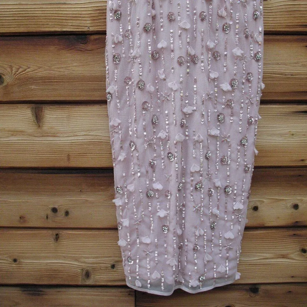 MAC DUGGAL 94117 Pink Cap Sleeve Column Midi Dress With Floral Beading - Image 11