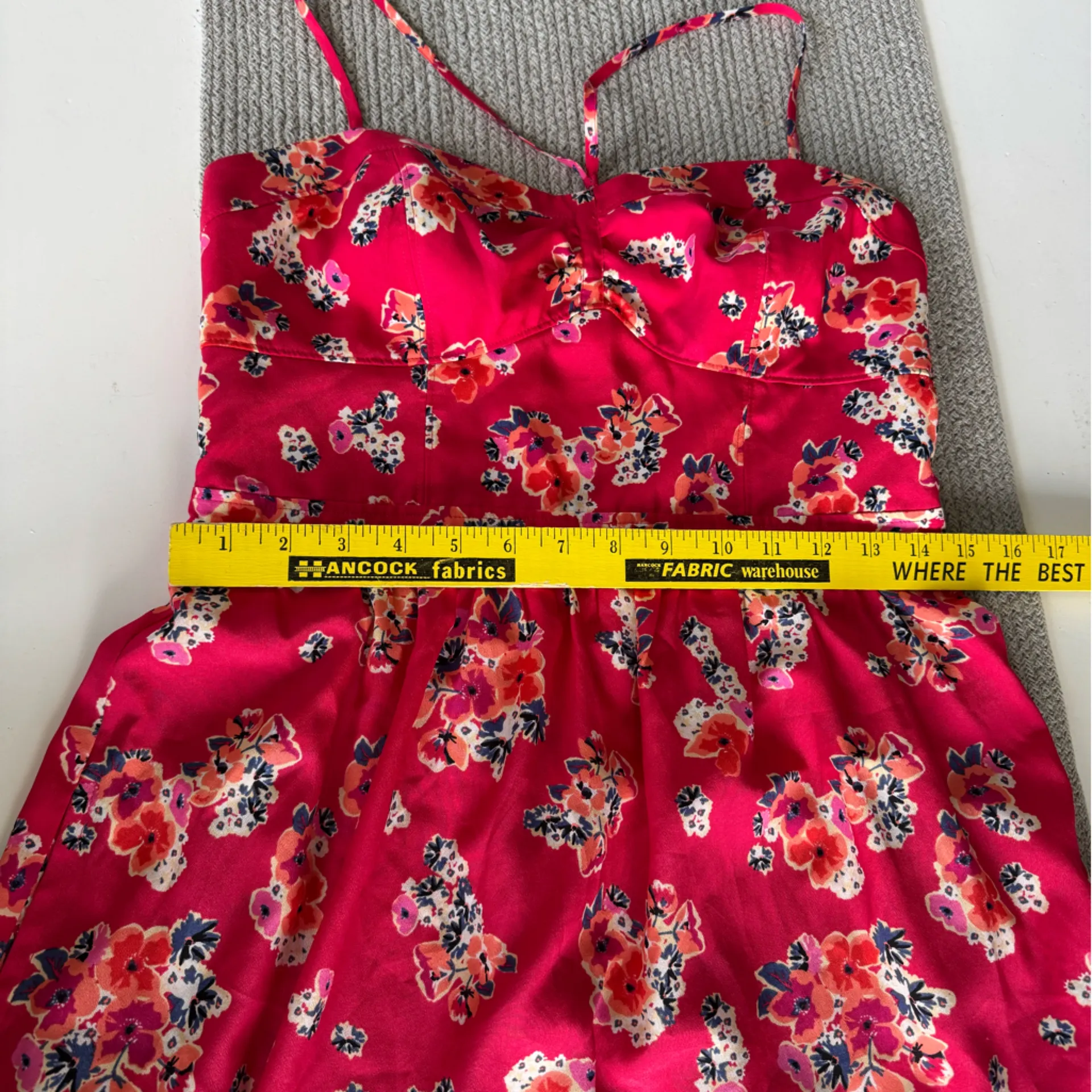 American Eagle Outfitters Red Floral Cross Tie Back Mini Dress w Pockets Sz 8 - Image 11