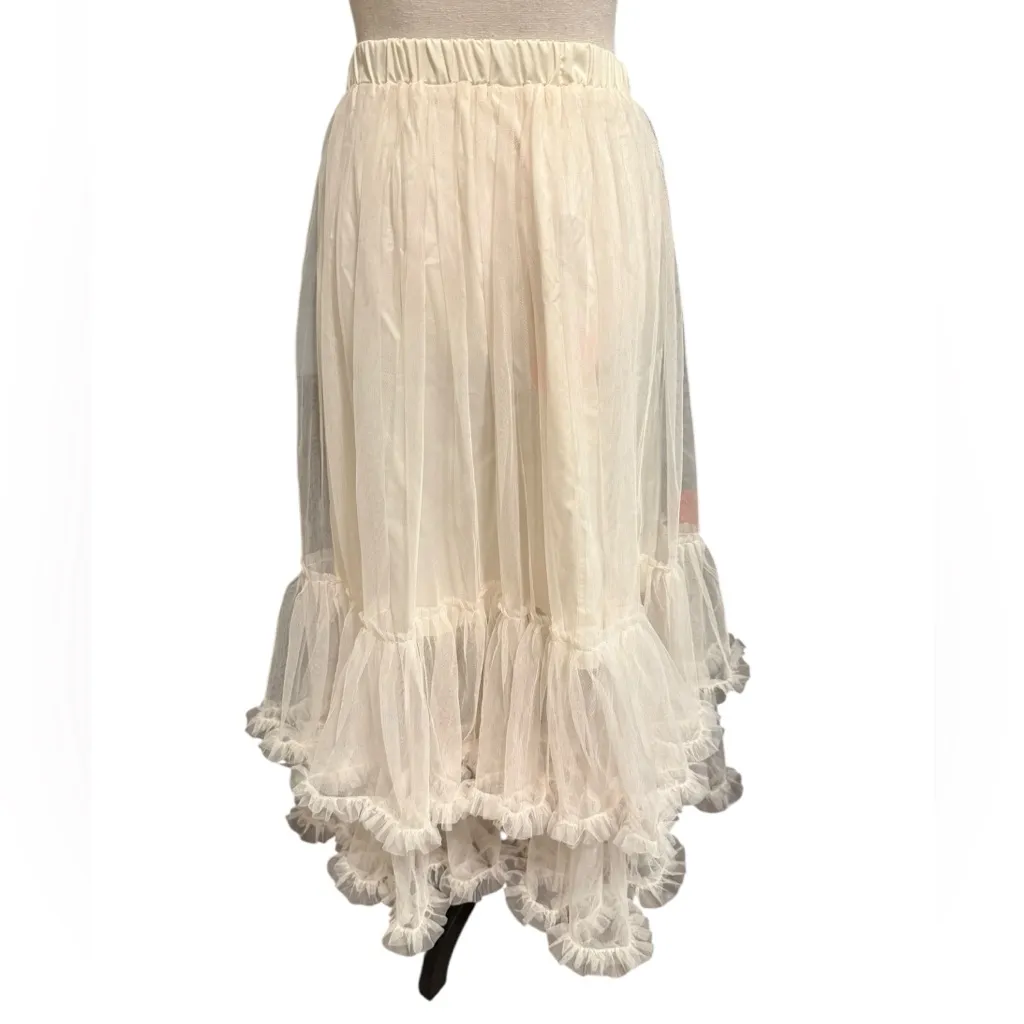 Cider NWT Voluminous mid  Rise Layered Tulle Ruffle Hem Maxi Skirt whimsy fairy - Image 3