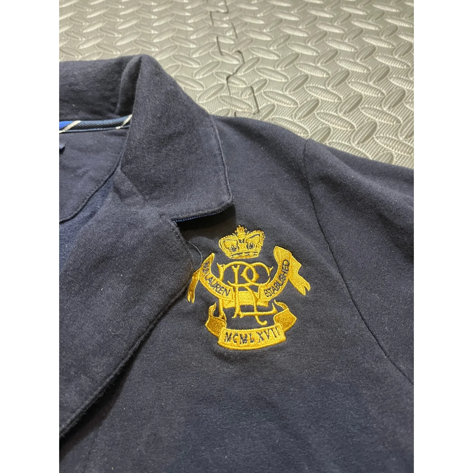 Ralph Lauren Navy Blue Embroidered Crest Blazer Jacket Preppy Crown Womens XL - Image 3