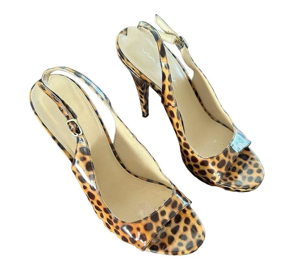 VIA SPIGA ANIMAL PRINT SLINGBACK STRAP PLATFORM STILETTOS SANDAL SHOES 8 - Image 2