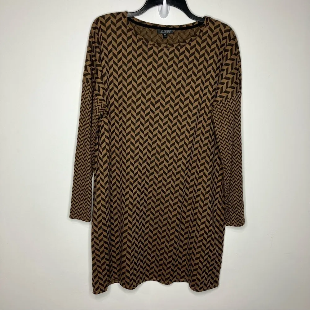 Topshop chevron‎ print shift dress lightweight sweater dress size 8 - Image 2