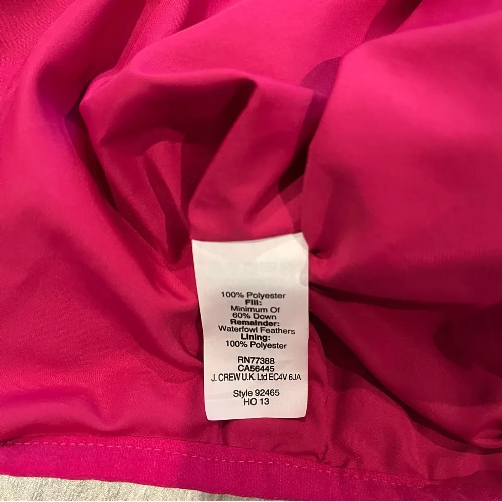 J. Crew Factory Hot Pink Down Filled Vest, Sz S - Image 10