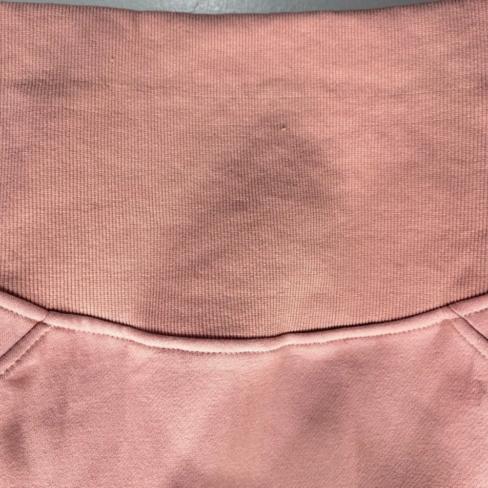 Light Pink Mauve Zip Front Cropped Hoodie with Pockets Thumb Holes Cozy Comfy Size M - Image 11