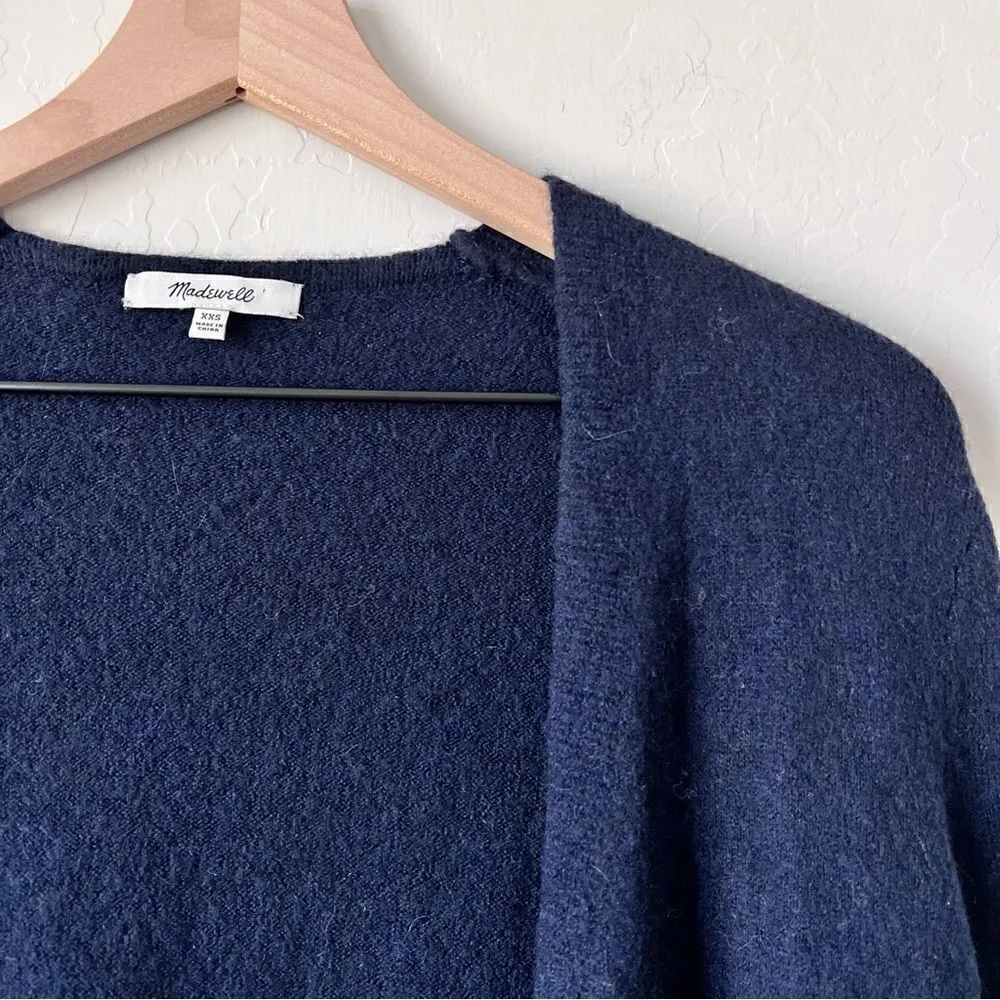 Madewell Kent Fuzzy Cardigan Merino Wool Alpaca Blend Navy Blue XXS - Image 7