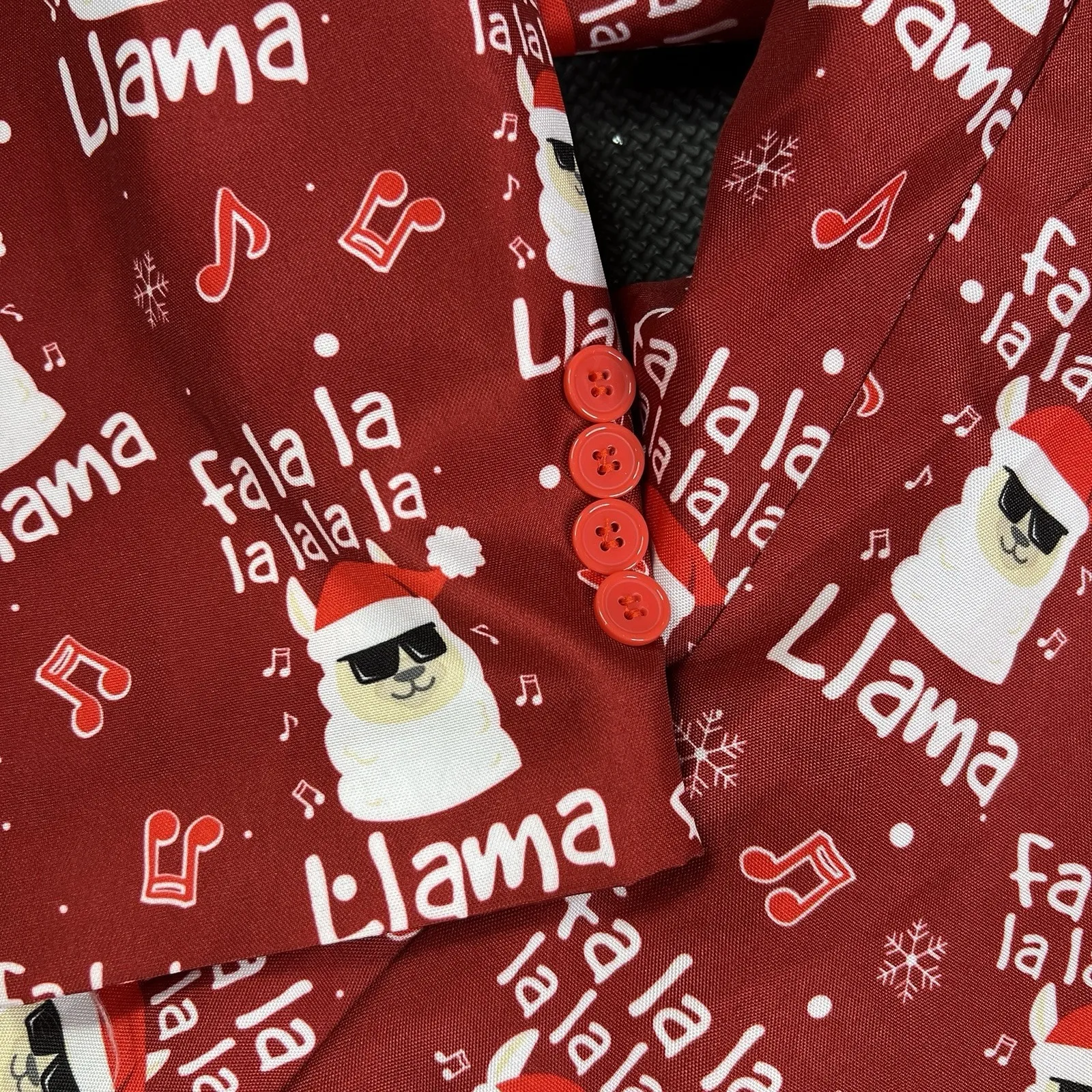 Suitmeister Christmas Blazer Men's XL Red Fa La La Llama Ugly Xmas Party Jacket - Image 8