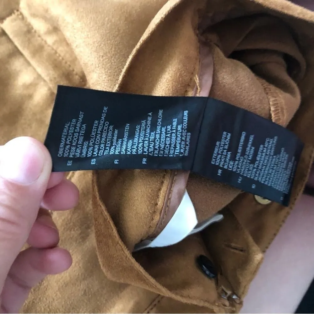 H&M Vegan Faux Leather Suede Button Front High Rise Mini Skirt - Image 5