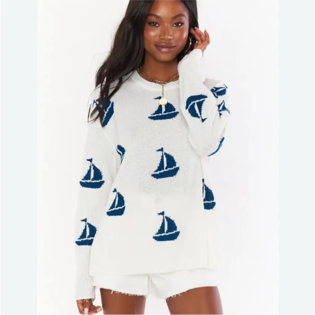 Show Me Your Mumu Go To Sweater Sailboats - size L - Image 3