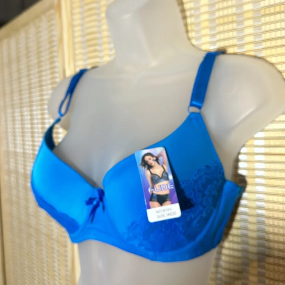 Fude Bright Blue Underwire Lightly Padded Bra New With Tags 36DD Size undefined - Image 3