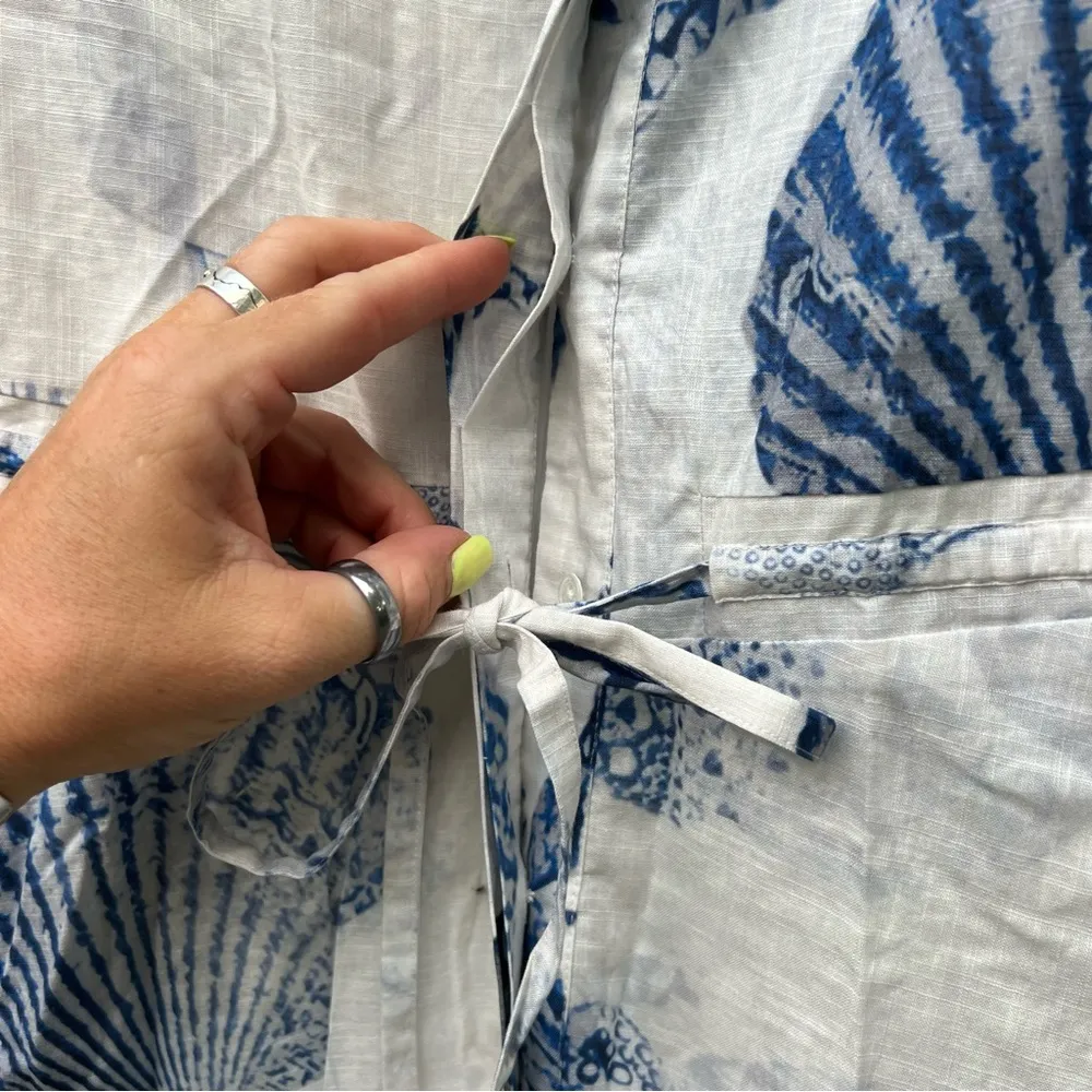 Allsaints Dalia Oceano Cotton Midi Dress in Blue Seashell Size 10 - Image 10