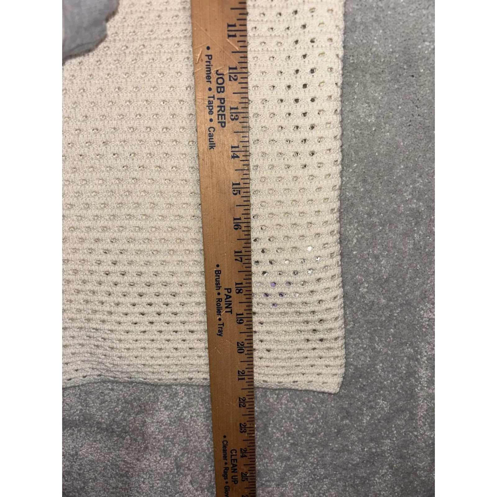 vince Open Stitch Short Sleeve Cotton Sweater crochet style ivory medium - Image 8