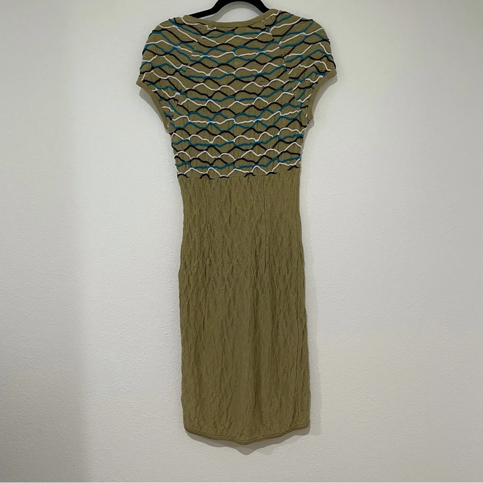 Vintage Coogi Australia Sweater Dress Green Midi Womens Size Small Short Sleeve - Image 3