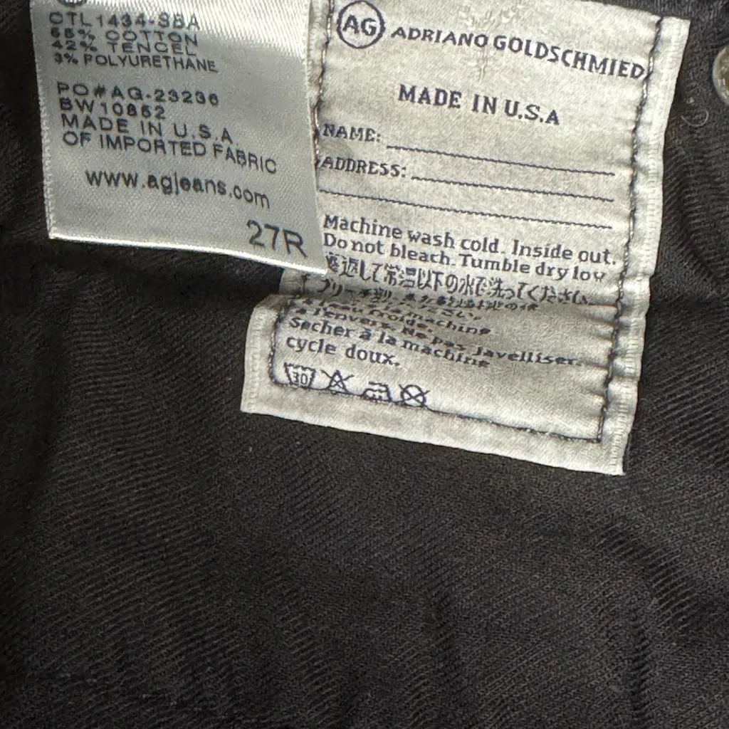 AG‎ Adriano Goldschmied The Prima Mid-Rise Stretch Cigarette Jean Black Size 27R - Image 10