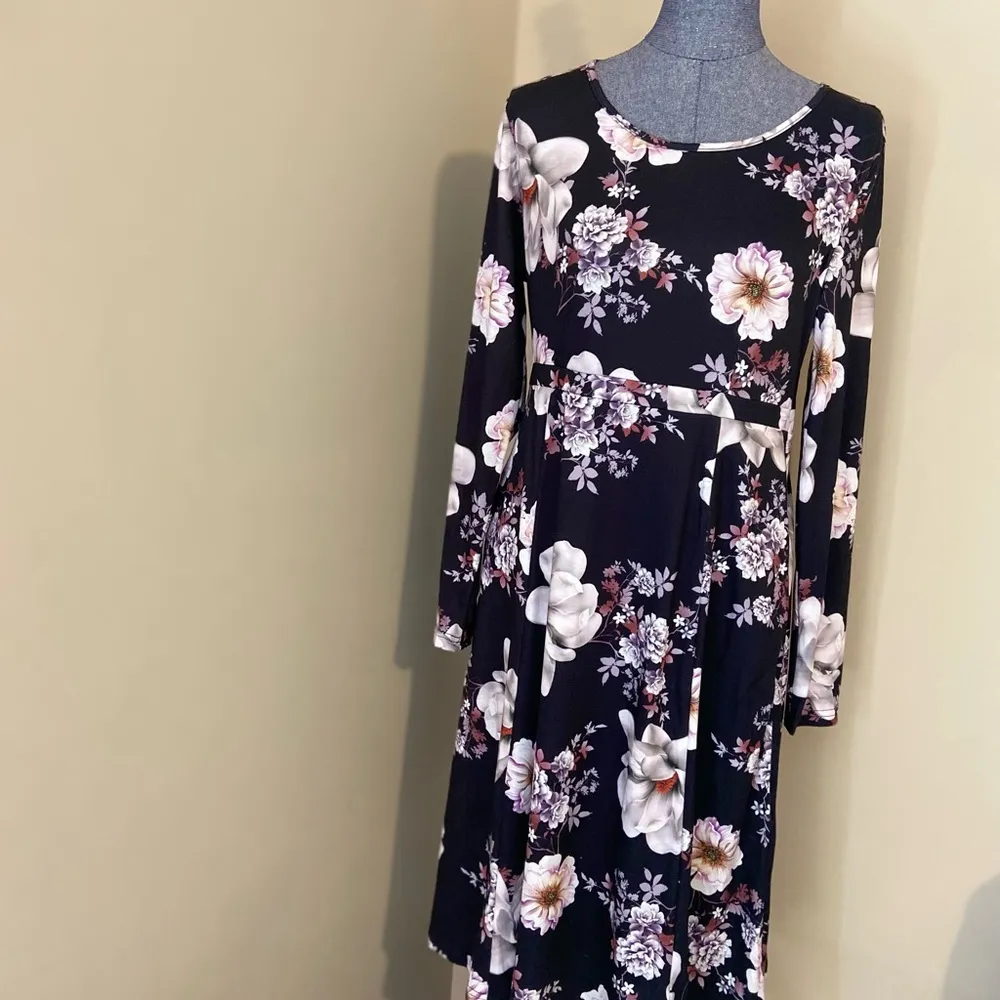 Gracyoga Long Sleeve Pockets Empire Waist Pleated Loose Swing Casual Fla… Size L - Image 5