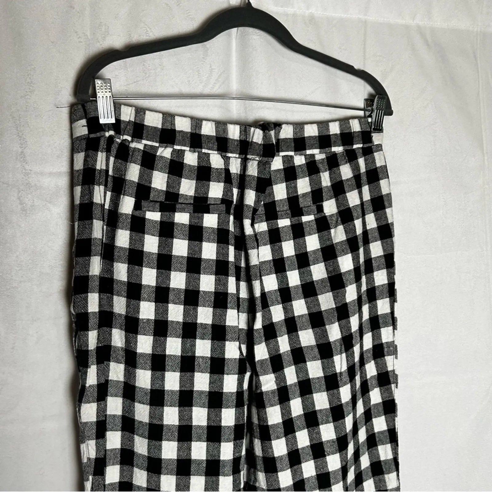 Banana Republic Factory Hayden Pant Black & White Checkered Linen Blend Size 8 - Image 4