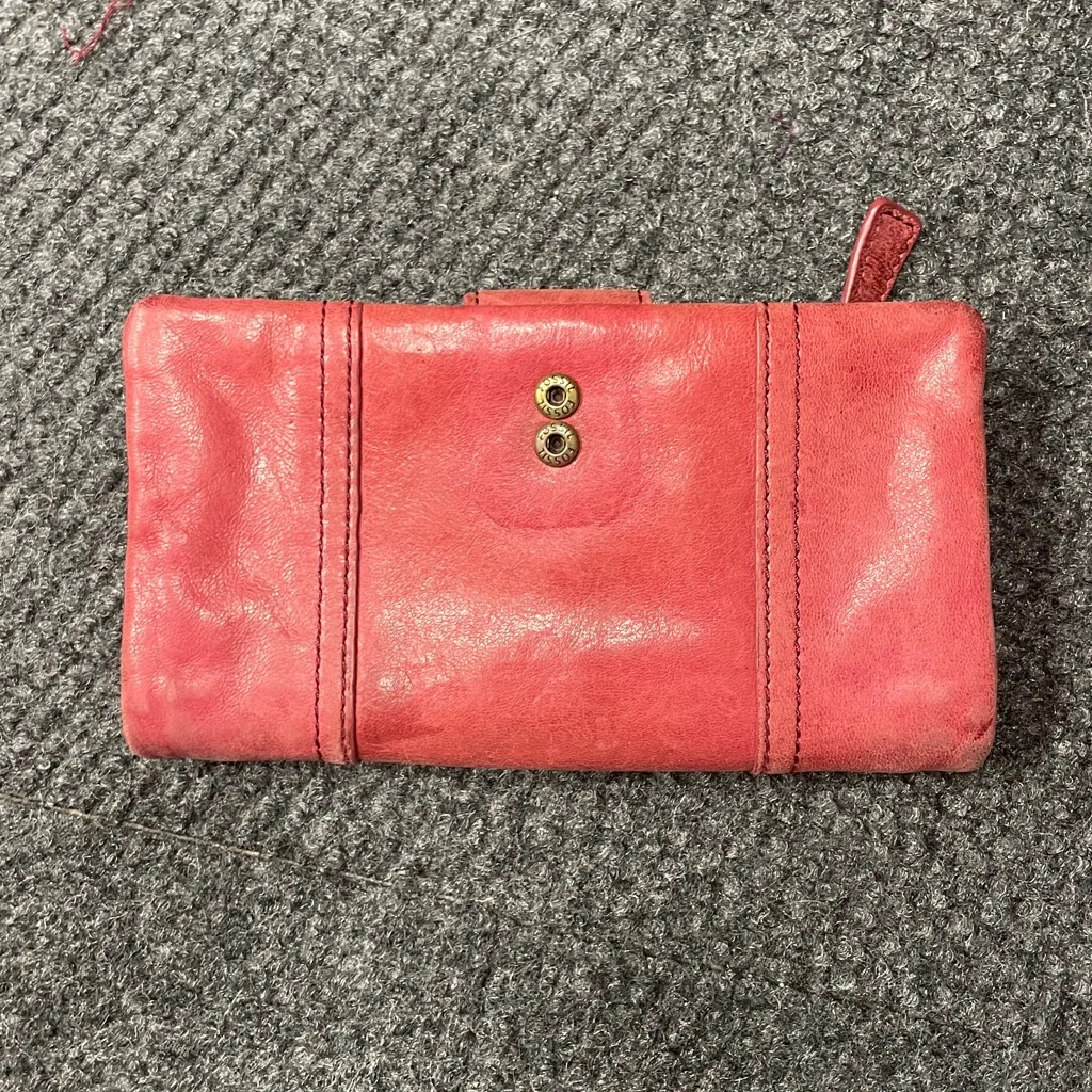 Fossil Vintage Red Leather Wallet Trifold Large Vintage Soft Zipper - Image 4