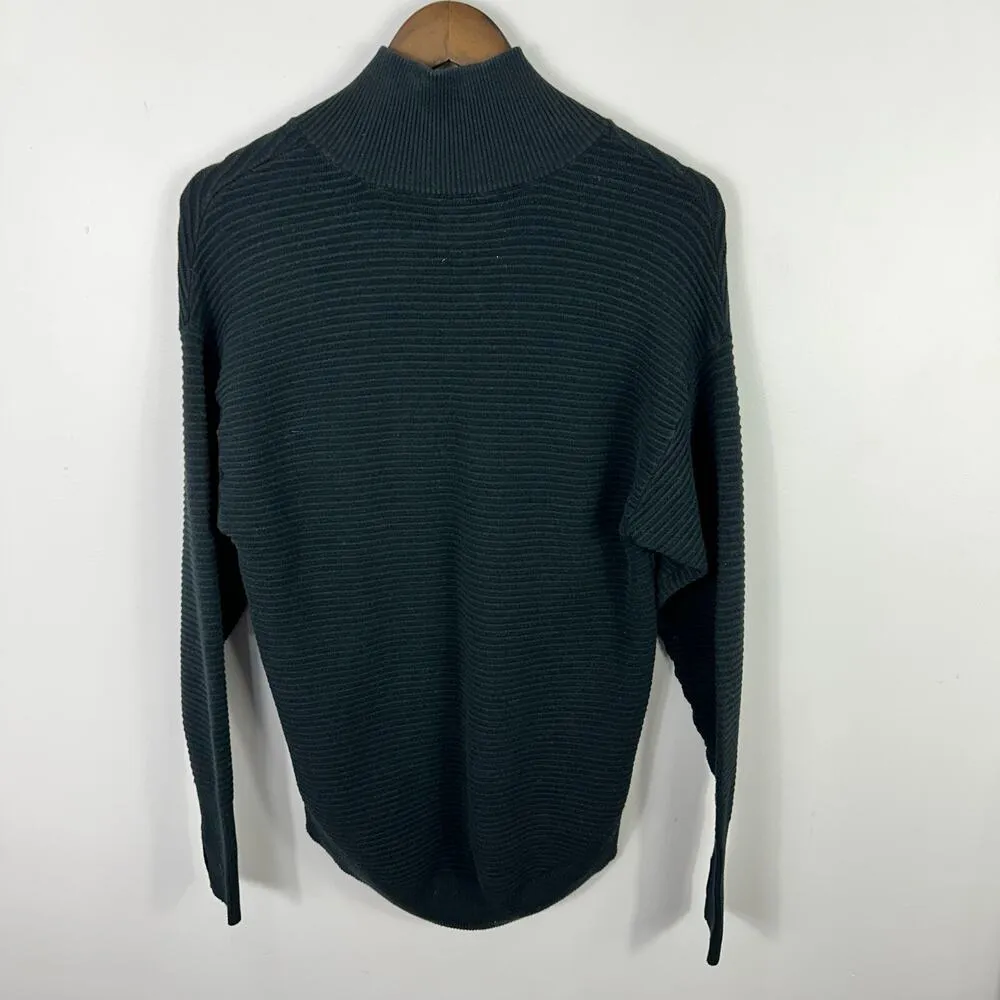 Offline By Aerie Half Zip Pullover Sweater Women XS Ribbed Knit Black Minimalist - Image 2