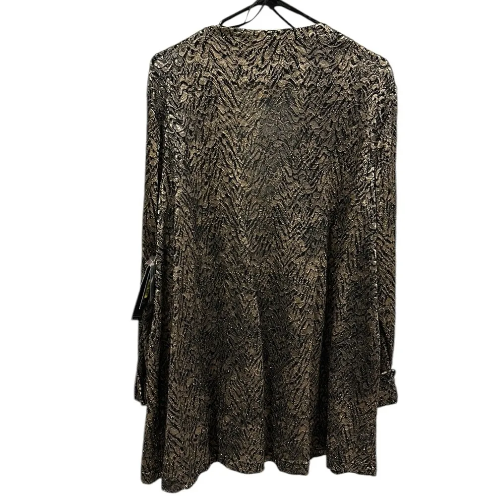 Ali Miles Black Bronze Lace Jacket Coverup One Button Blazer Jacket Womens XL - Image 5