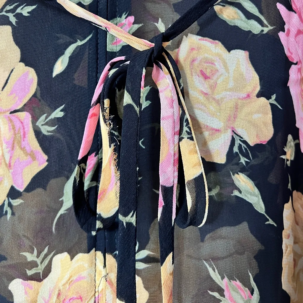 Vintage Betsey‎ Johnson Y2K Floral Sheer See-Through Dress Small Made in USA - Image 8