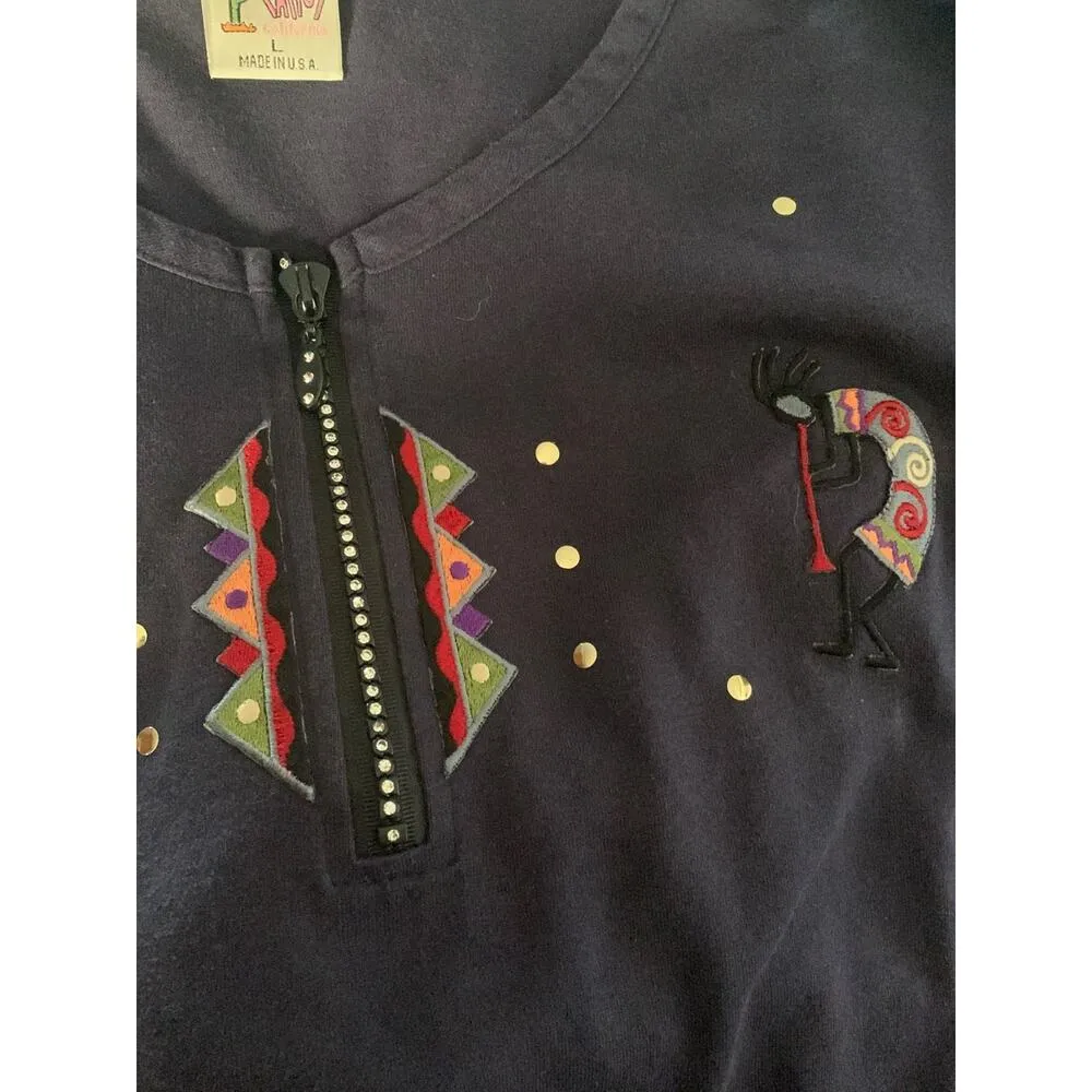 Cactus California vintage 90s kokopelli southwestern shirt womens large usa Blue - Image 5