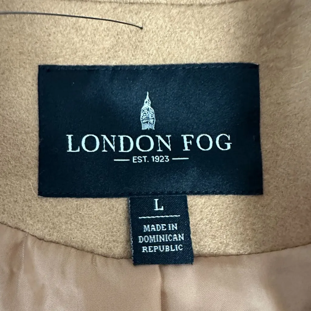 London Fog Womens Camel Double-Breasted Wool Blend Peacoat Size Large - Image 4
