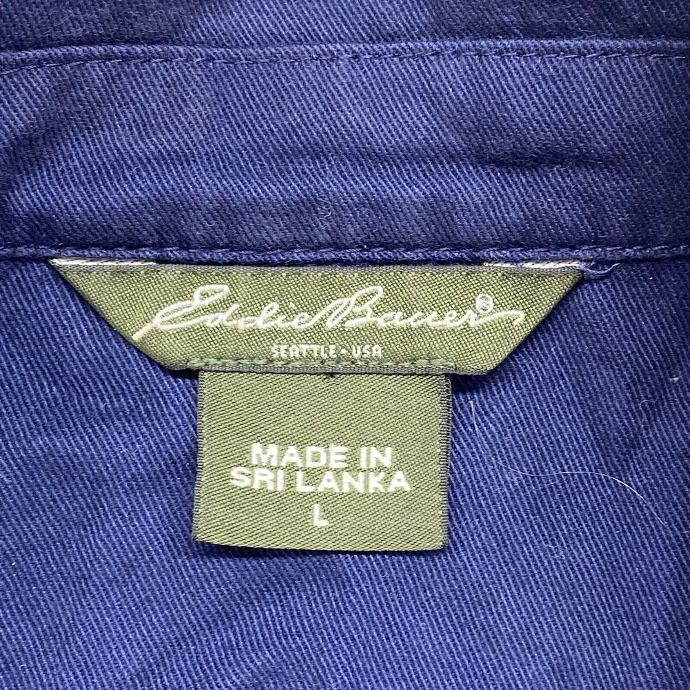 Eddie Bauer blazer Jacket Womens L‎ Navy blue 100% cotton work casual business - Image 4