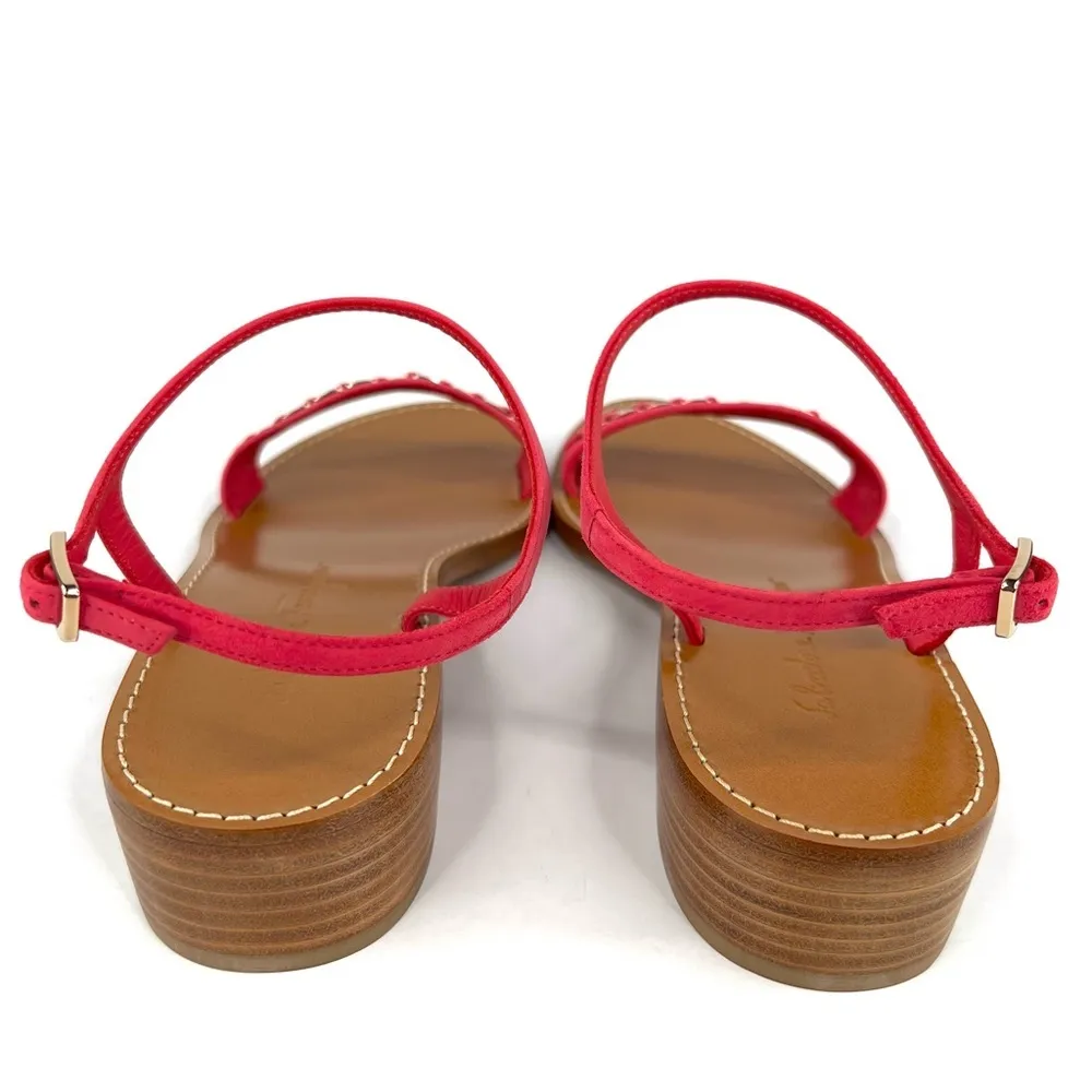 Salvatore Ferragamo Tremiti Gancini Chain Logo Pink Suede Ankle Strap Sandals 7 - Image 11