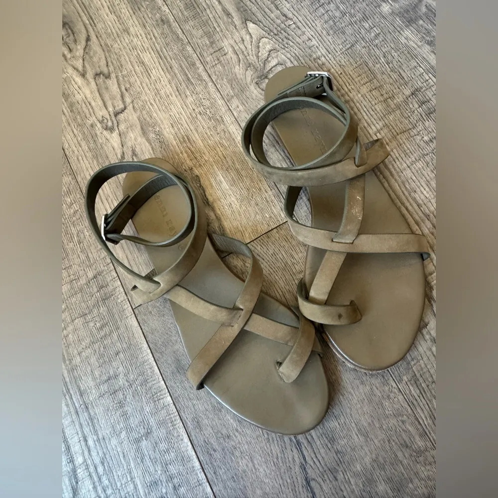 Jenni Kayne Oiled Leather Strappy Sandals Laurel Olive Green Size EU 37 - Image 5