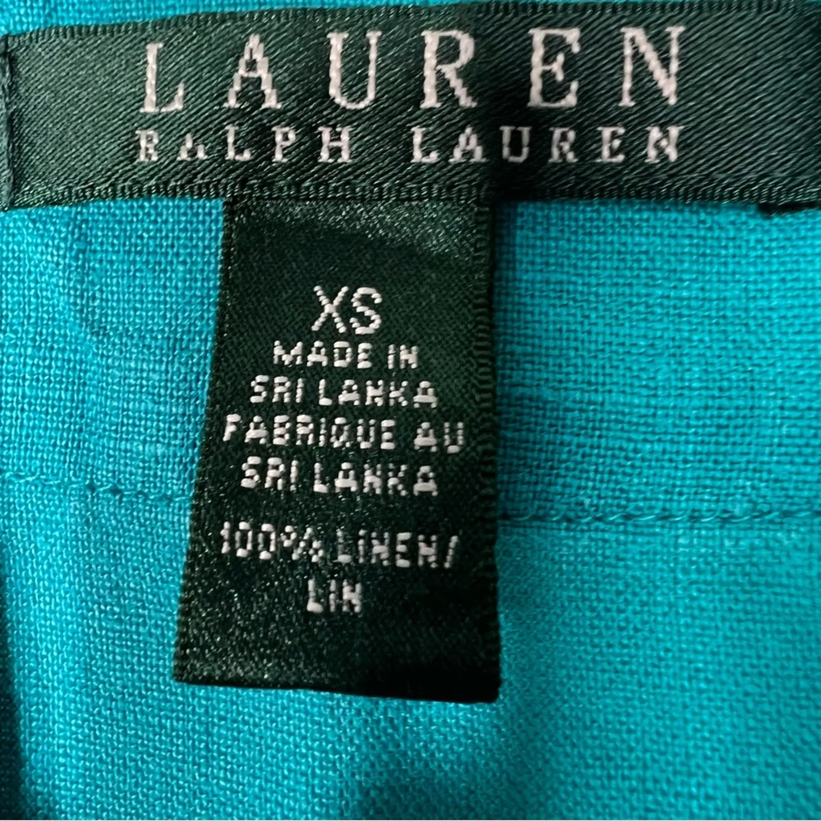 Lauren Ralph Lauren Teal 100% Linen Short Sleeve Top Blouse Size XS - Image 6
