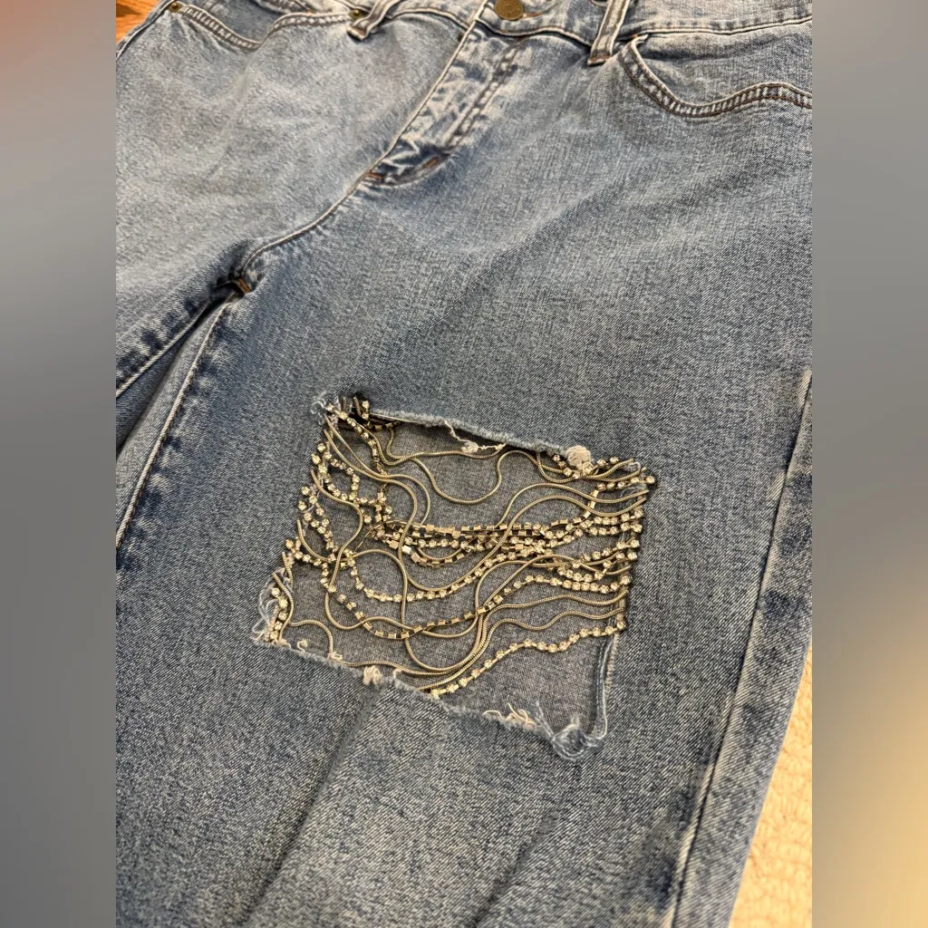 LRL Lauren Jeans Co. Ralph Lauren Classic Straight Embellished Bejeweled Jeans - Image 5