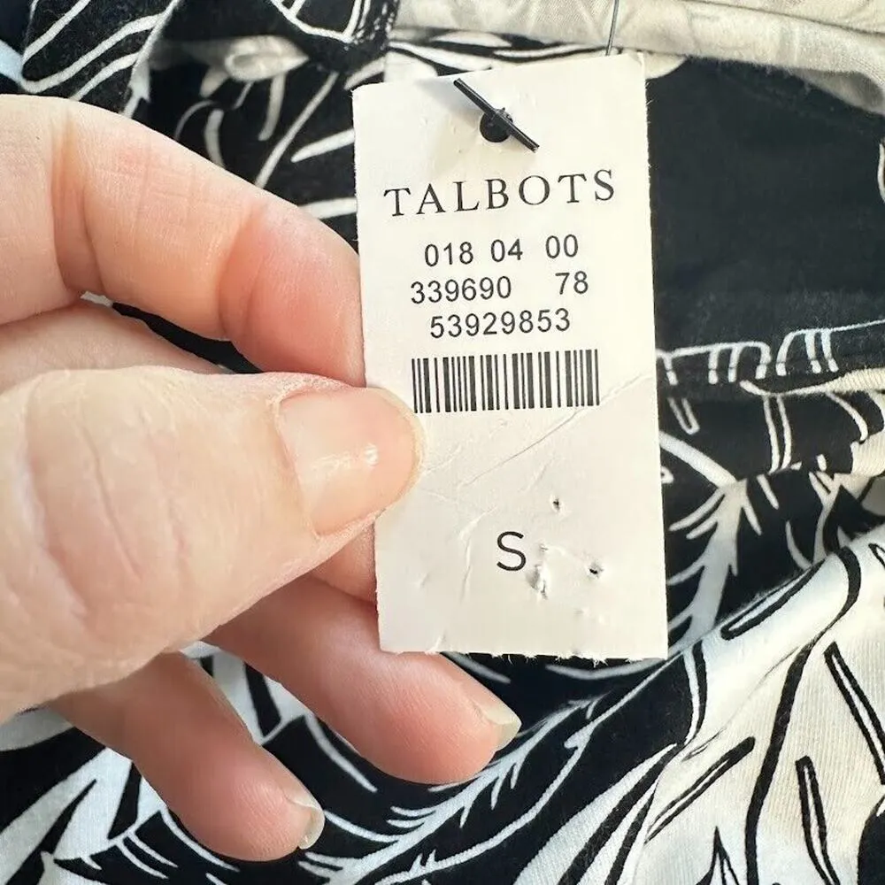 Talbots Jersey Maxi Skirt Silhouette Ferns Tropical Floral Black Stretch Small S - Image 7