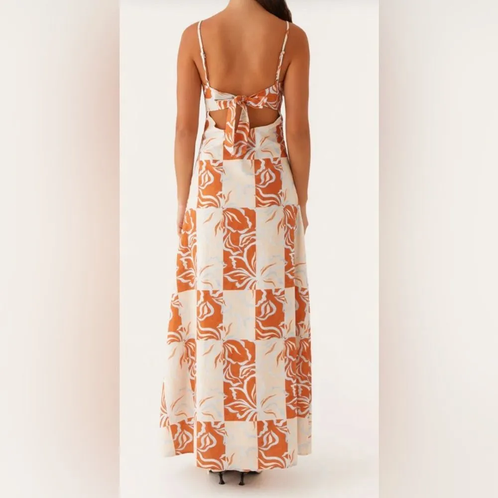 Peppermayo Flora Linen Maxi Dress Orange Size 4 NWT - Image 3