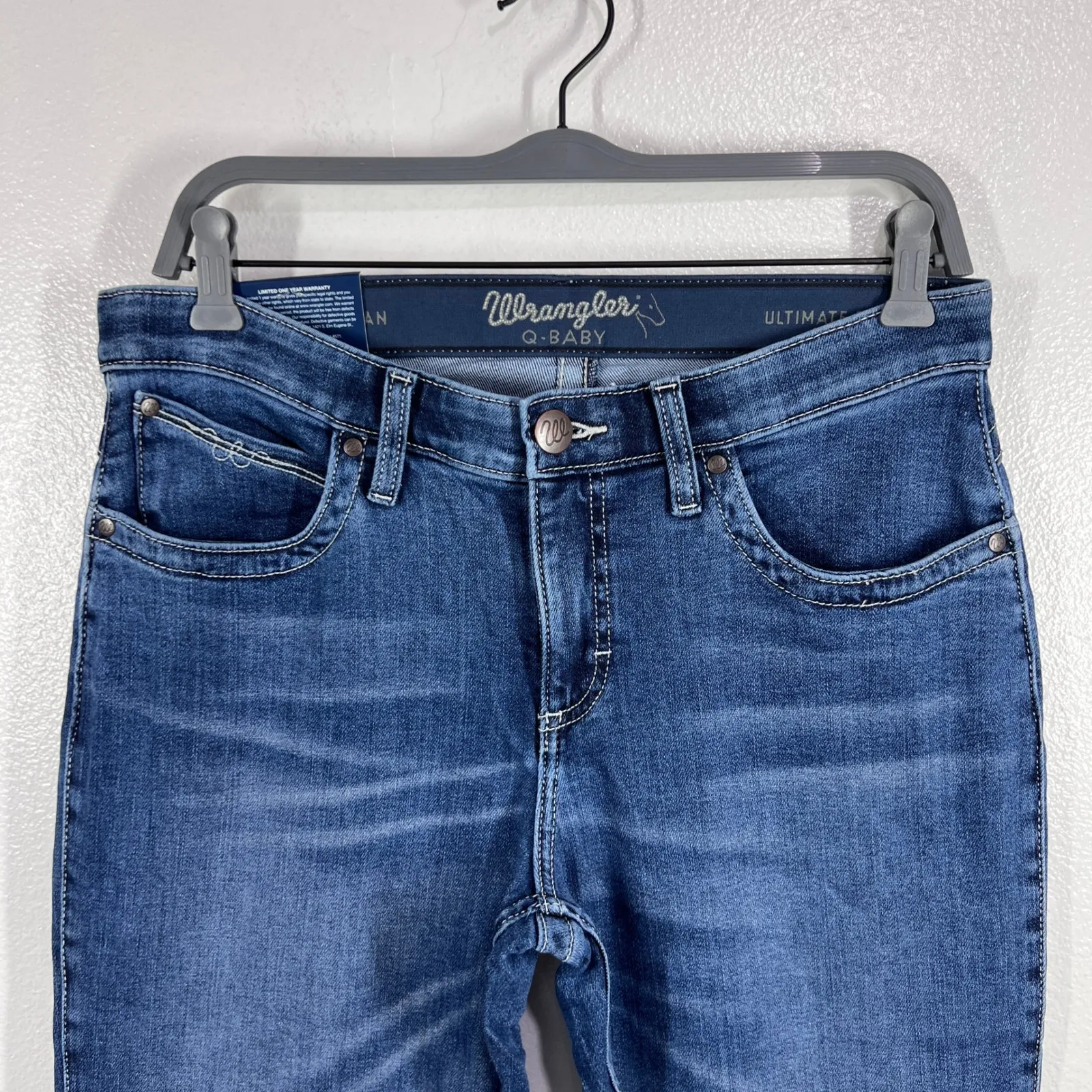 Wrangler Q-Baby Ultimate Riding‎ Jeans Dark Wash Denim Straight Leg 9x34 Western - Image 7