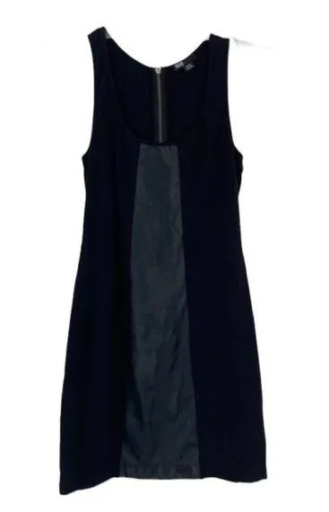 BDB David Bitton Black Sleeveless Dress Faux Leather Detail Sz M - Image 1