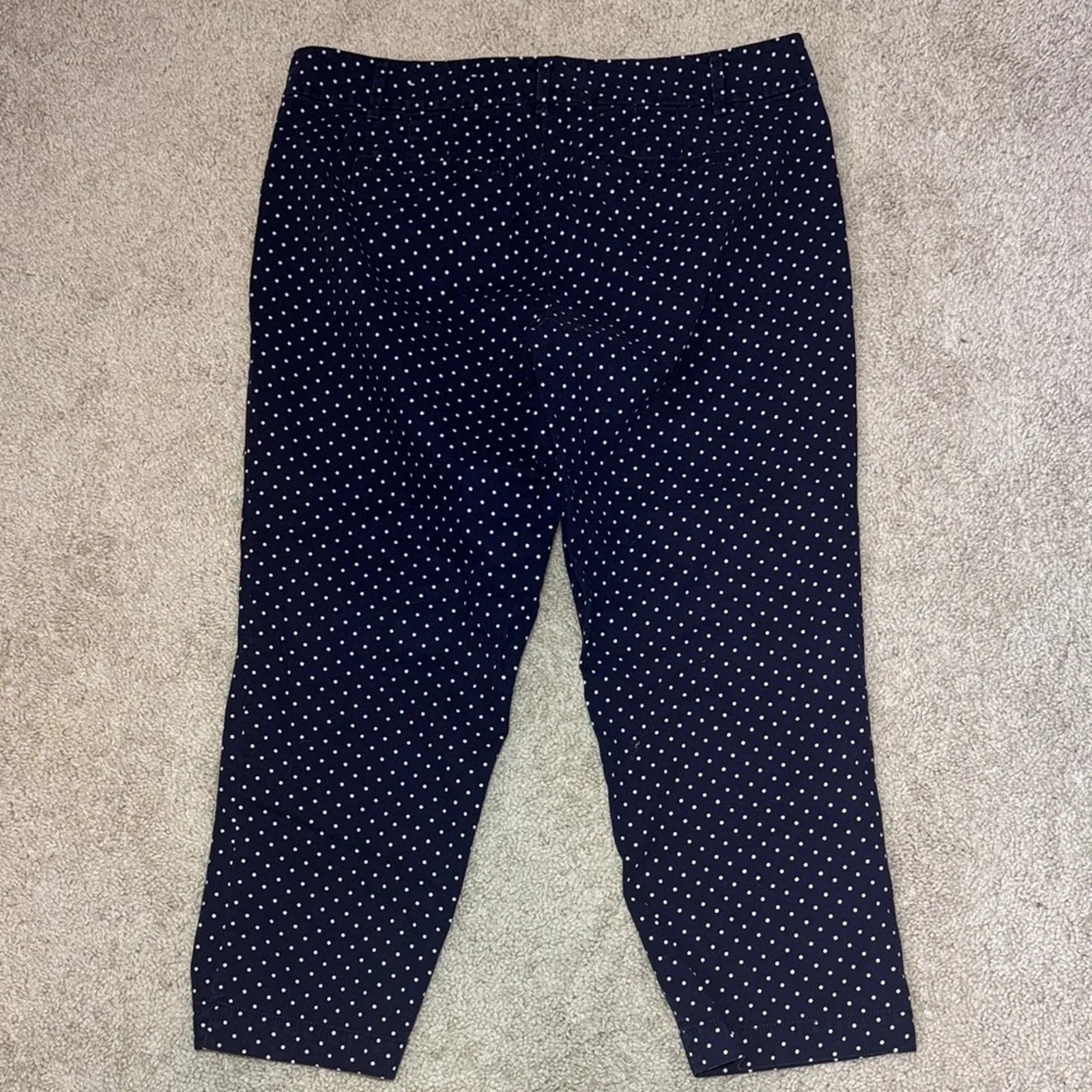 LOFT The Original Crop Navy and White Polka Dot Stretch Pants Trousers Womens 10 - Image 7