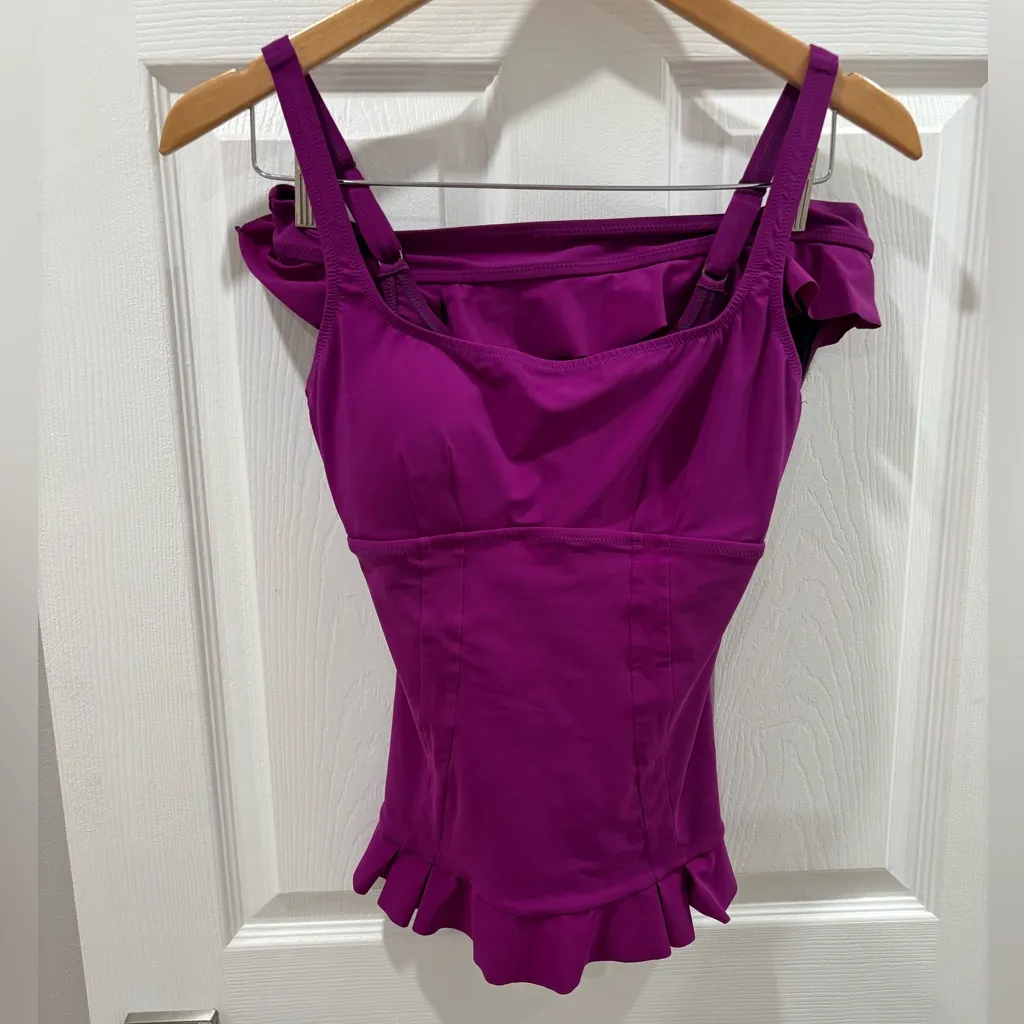 Profile by Gottex‎ Tankini Bikini Swimsuit size 10 in rich berry color Purple - Image 2