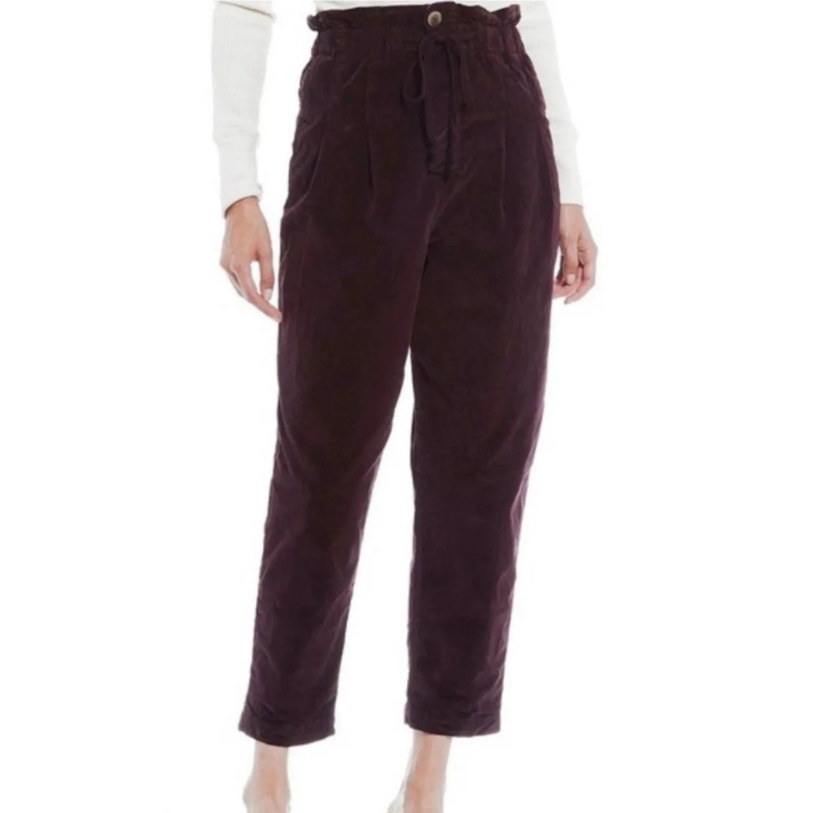 Free People Margate Corduroy Paperbag Trousers Size XS Rose Panther‎ - Image 15