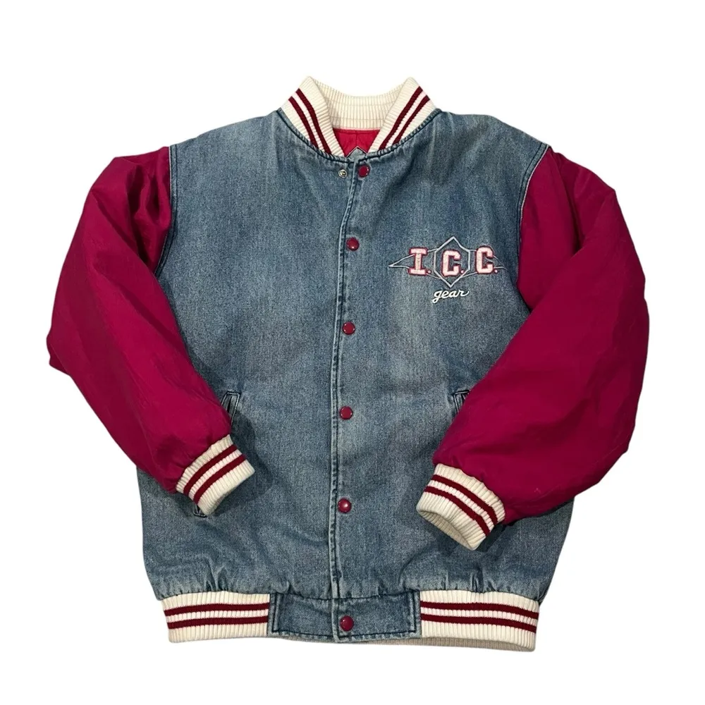 Vintage Ivy Club Classics Denim Bomber Jacket, Sz S Blue - Image 9