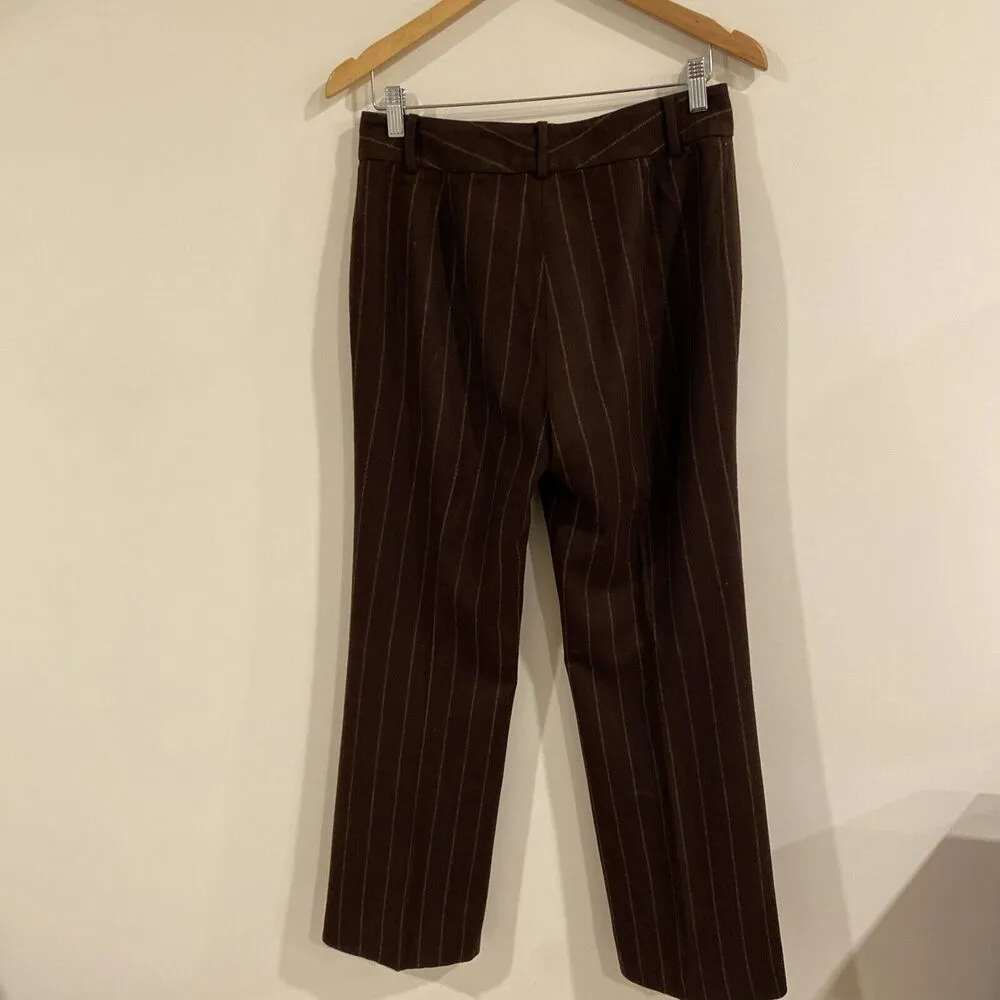 Lauren Ralph Lauren Polo Womens Brown with Tan Pinstripe Wool Pants sz 4 - Image 3