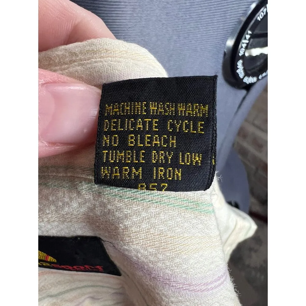 Liz Sport striped button down yellow pink green - Image 10