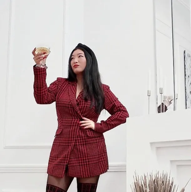 Red Houndstooth Jumpsuit Dress - Image 4