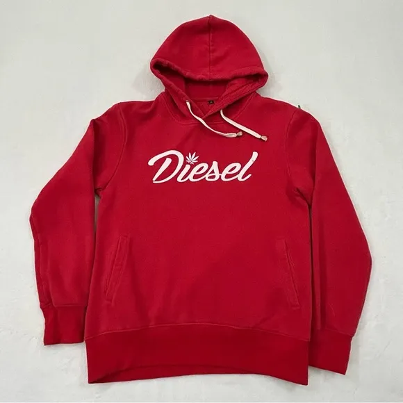 Diesel Weed Leaf Dream Chasers Fire Red Pullover Hoodie Sweatshirt Women’s M - Image 1