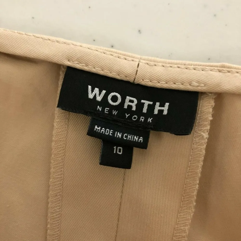 Worth Womens Dress Pants Slim Leg Cotton Blend Stretch Beige Size 10 Tan - Image 5