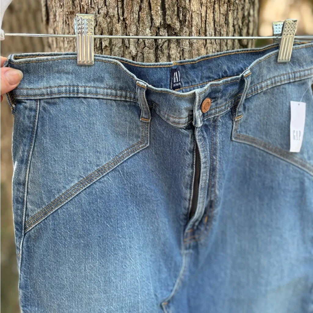 Denim Midi Skirt with Front Slit Blue Size undefined - Image 6