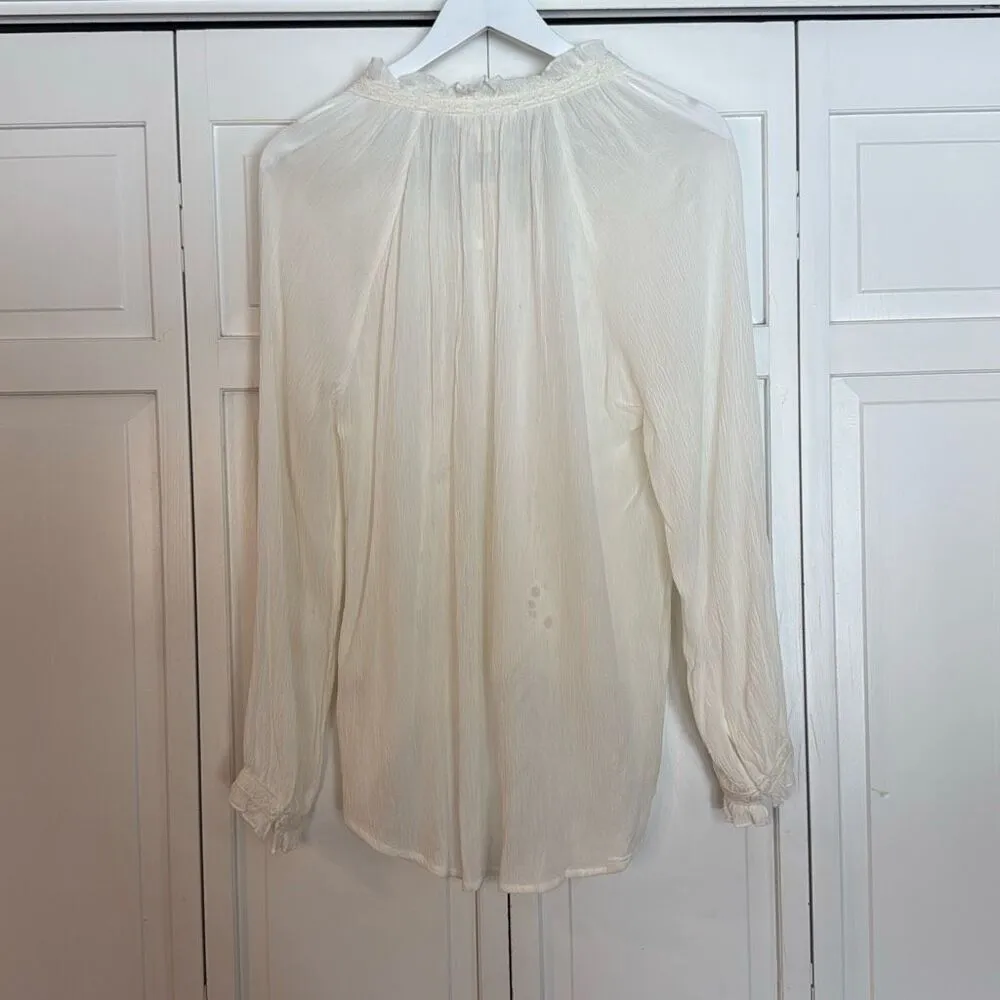 Adiva NWT white eyelet ruffled neck blouse size M Size M - Image 6