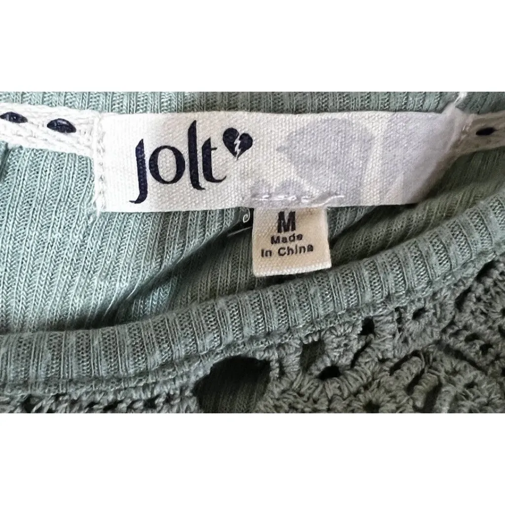 Jolt Pullover Top ~ Crochet Top & Sleeves ~ Size Medium ~ Light Green - Image 6