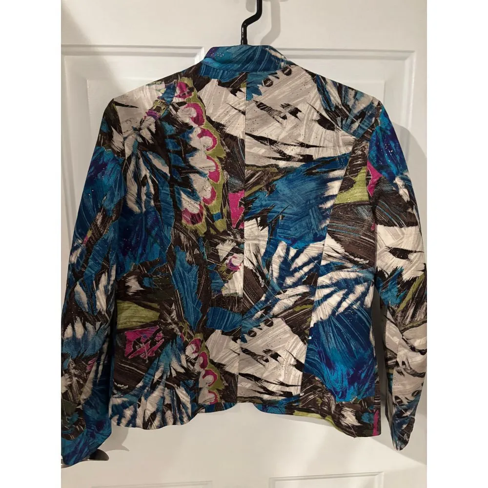 Chico's Full‎ Zip Jacket Jewel Tone Abstract Print Metallic Glitter Size M - 1 - Image 6