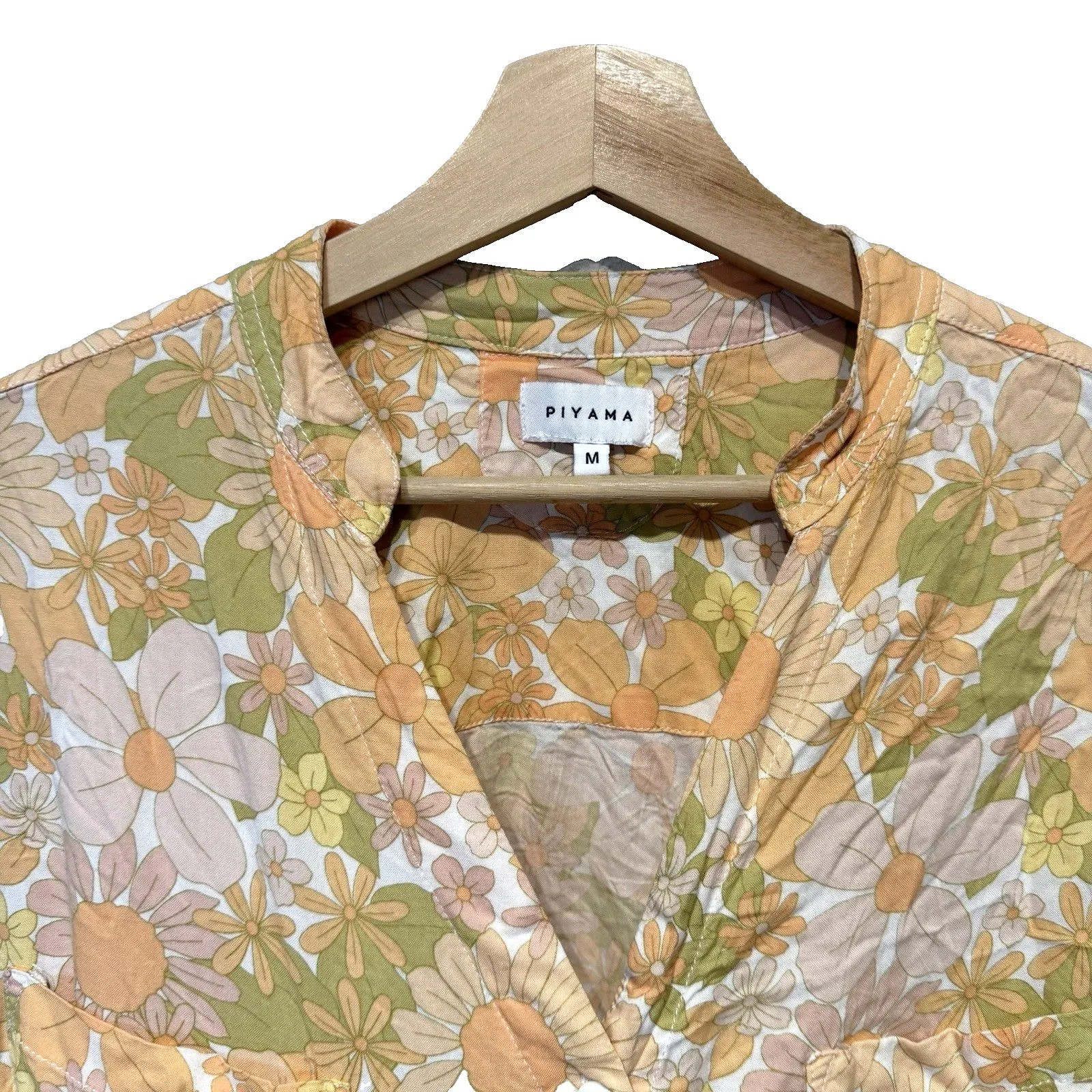 PIYAMA Pj Top Retro Floral Womens Size M V - Image 4