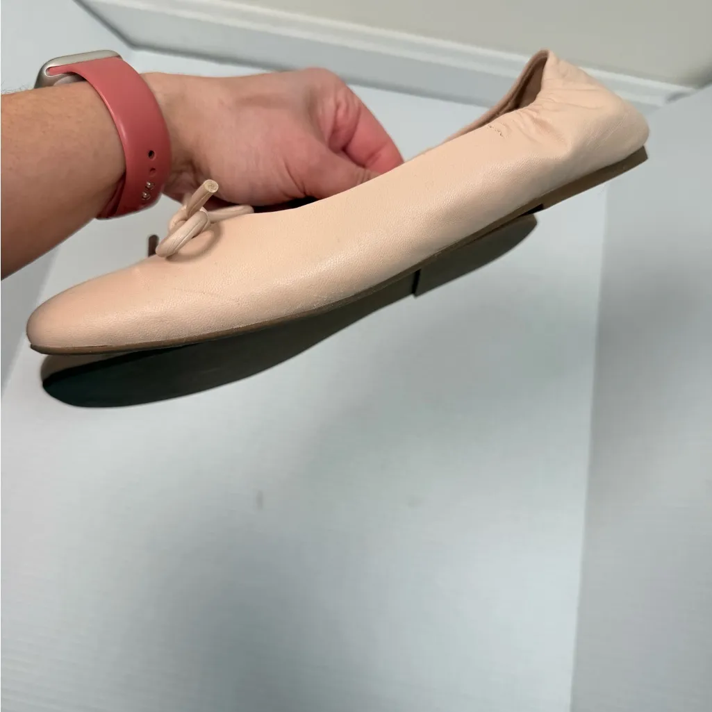 Saks Fifth Avenue Leather Ballet Flats with Bow Detail - Image 6