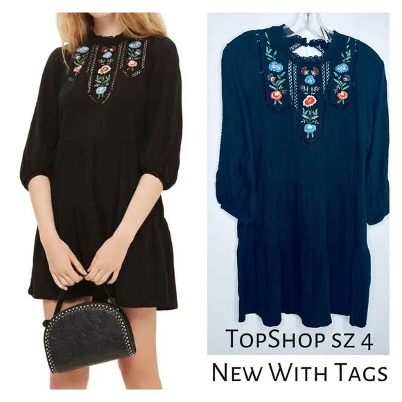 Topshop dress Size 4 NWT Read Embroidery was Sundance pretty boho free people - Image 2